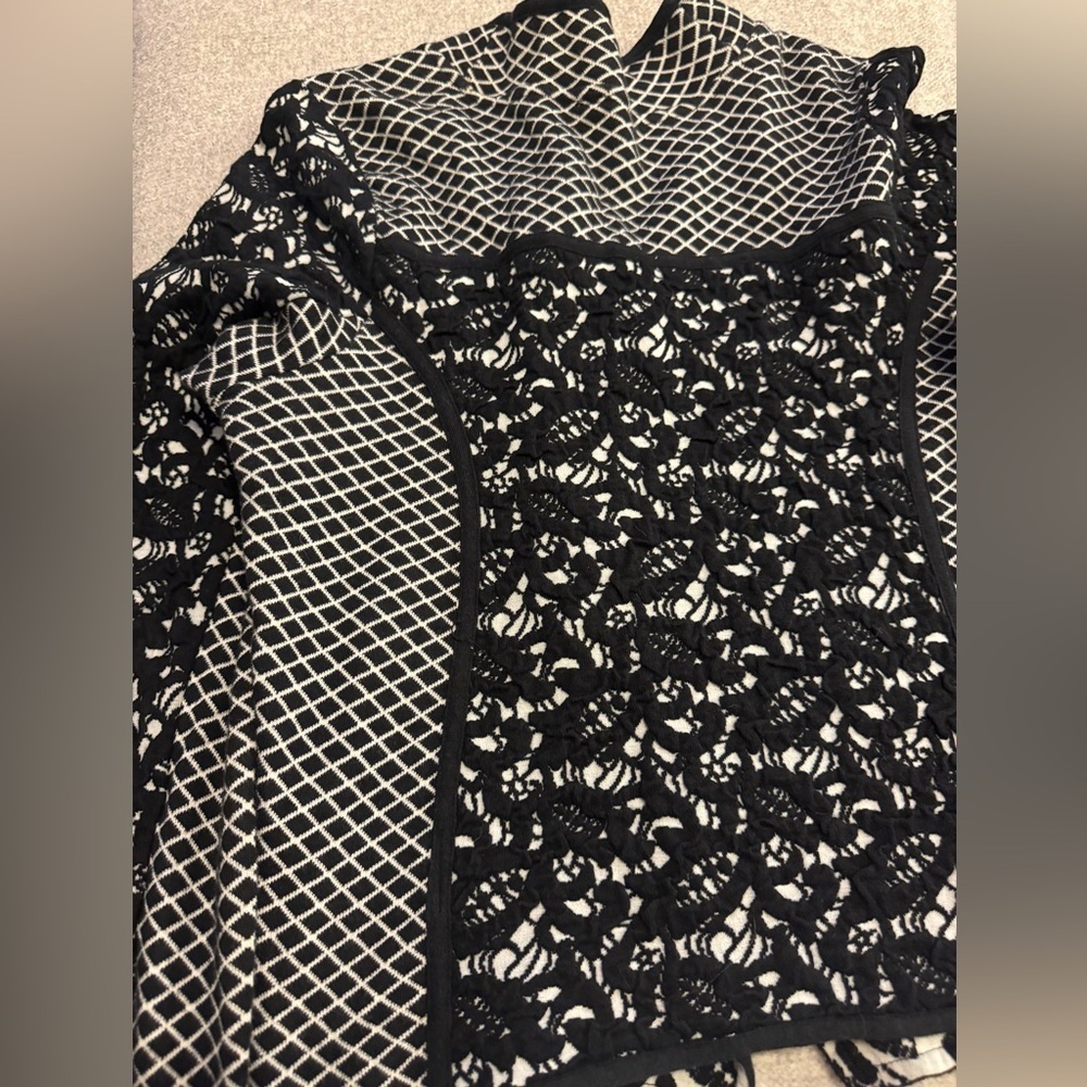 Anthropologie Moth Black and White Zip Up Blazer, L - Picture 6 of 7